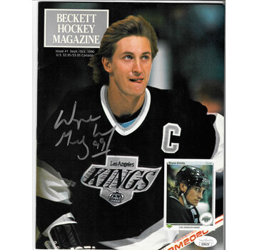 BECKETT WAYNE GRETZKY AUTOGRAPHED 1990 BECKETT MAGAZINE WITH JSA L.O.A.