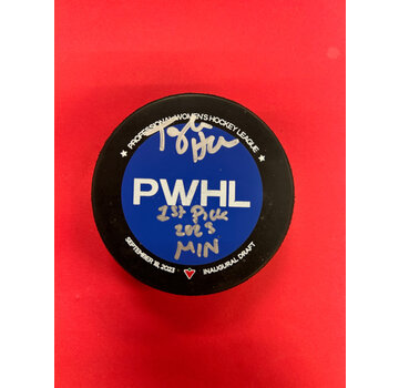 PWHL TAYLOR HEISE PWHL 1ST OVERALL PICK INSCRIBED PUCK
