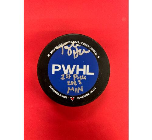 PWHL TAYLOR HEISE PWHL 1ST OVERALL PICK INSCRIBED PUCK