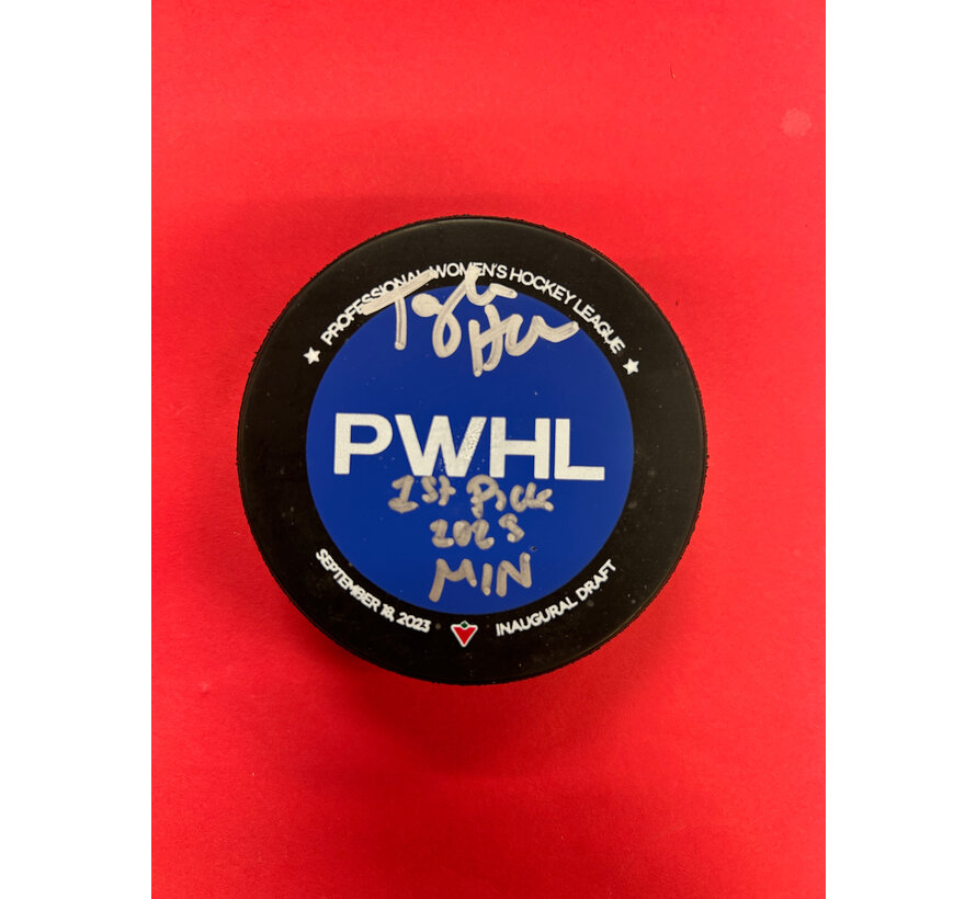 TAYLOR HEISE PWHL 1ST OVERALL PICK INSCRIBED PUCK