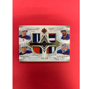 UPPER DECK 2023-24 UPPER DECK ULTIMATE COLLECTION ULTIMATE QUAD MATERIALS OILERS /49