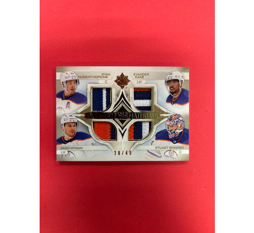 UPPER DECK 2023-24 UPPER DECK ULTIMATE COLLECTION ULTIMATE QUAD MATERIALS OILERS /49