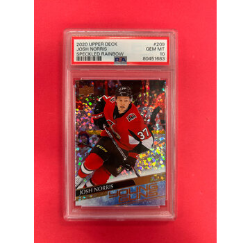 UPPER DECK 2020-21 UPPER DECK SERIES 1 JOSH NORRISS YOUNG GUNS SPECKLED RAINBOW PSA GRADED 10