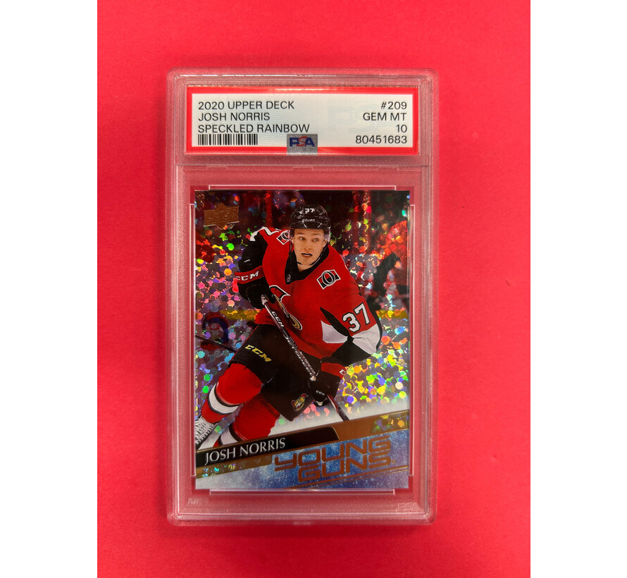 2020-21 UPPER DECK SERIES 1 JOSH NORRISS YOUNG GUNS SPECKLED RAINBOW PSA GRADED 10