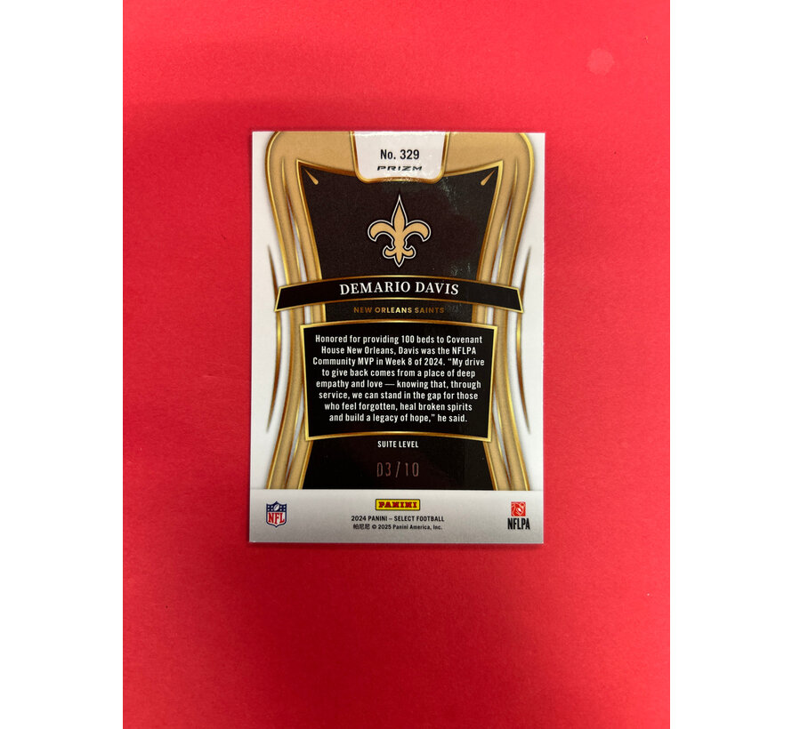 2024 PANINI SELECT DEMARIO DAVIS SUITE LEVEL GOLD DISCO /10