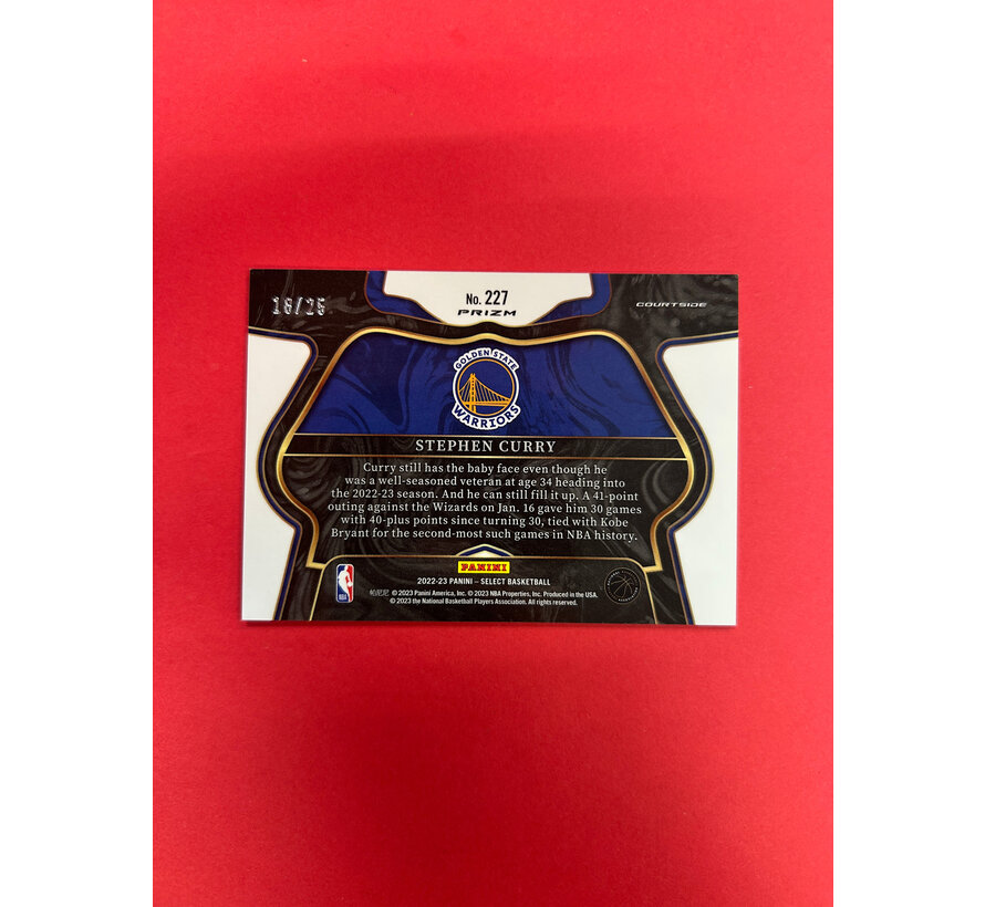 2022-23 PANINI SELECT STEPHEN CURRY COURTSIDE BLUE DISCO /25