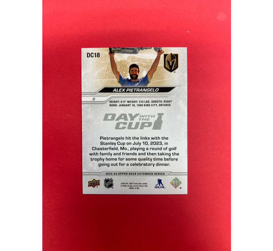 2023-24 UPPER DECK EXTENDED SERIES ALEX PIETRANGELO DAY WITH THE CUP