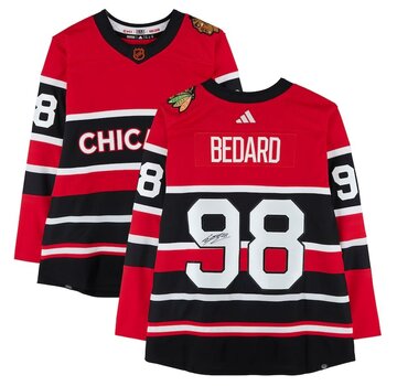 FANATICS CONNOR BEDARD AUTOGRAPHED BLACKHAWKS REVERSE RETRO JERSEY
