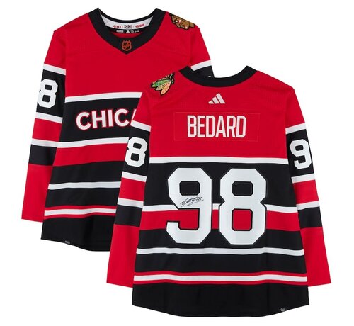 FANATICS CONNOR BEDARD AUTOGRAPHED BLACKHAWKS REVERSE RETRO JERSEY