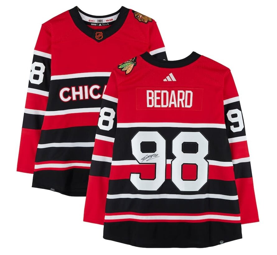 CONNOR BEDARD AUTOGRAPHED BLACKHAWKS REVERSE RETRO JERSEY