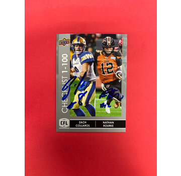 UPPER DECK 2022 UPPER DECL CFL ZACH COLLAROS NATHAN ROURKE DUAL AUTOGRAPH