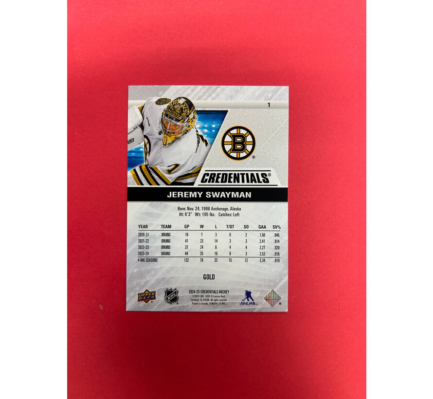 2024-25 UPPER DECK CREDENTIALS JEREMY SWAYMAN GOLD /5