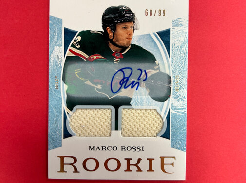 UPPER DECK 2022-23 UPPER DECK ARTIFACTS MARCO ROSSI DUAL JERSEY AUTO /99 ROOKIE