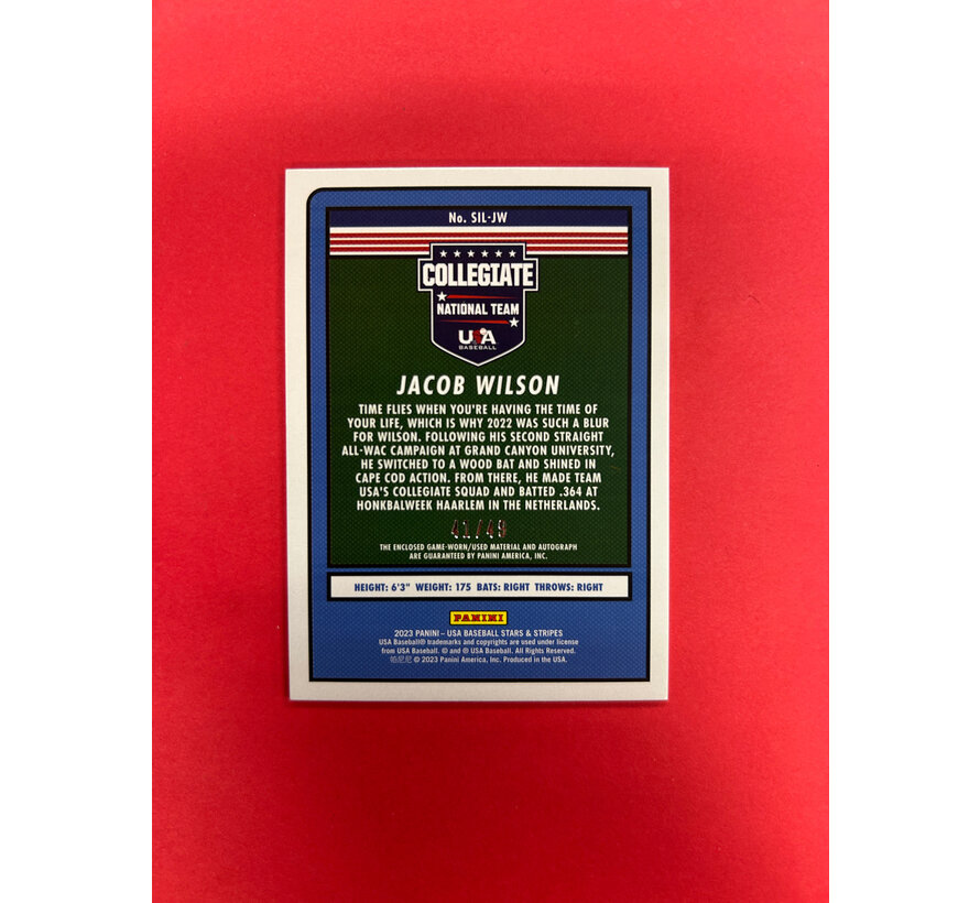 2023 PANINI USA STARS AND STRIPES GAME USED BAT AUTOGRAPH /49