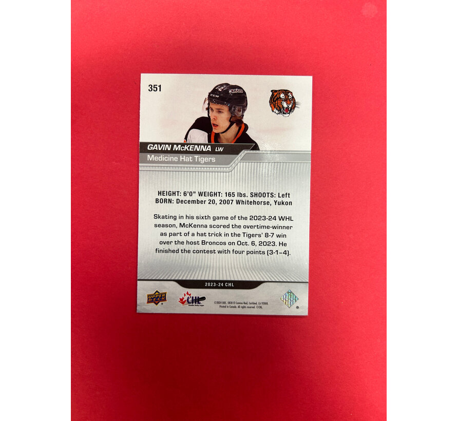 2023-24 UPPER DECK CHL GAVIN MCKENNA STAR ROOKIES SP