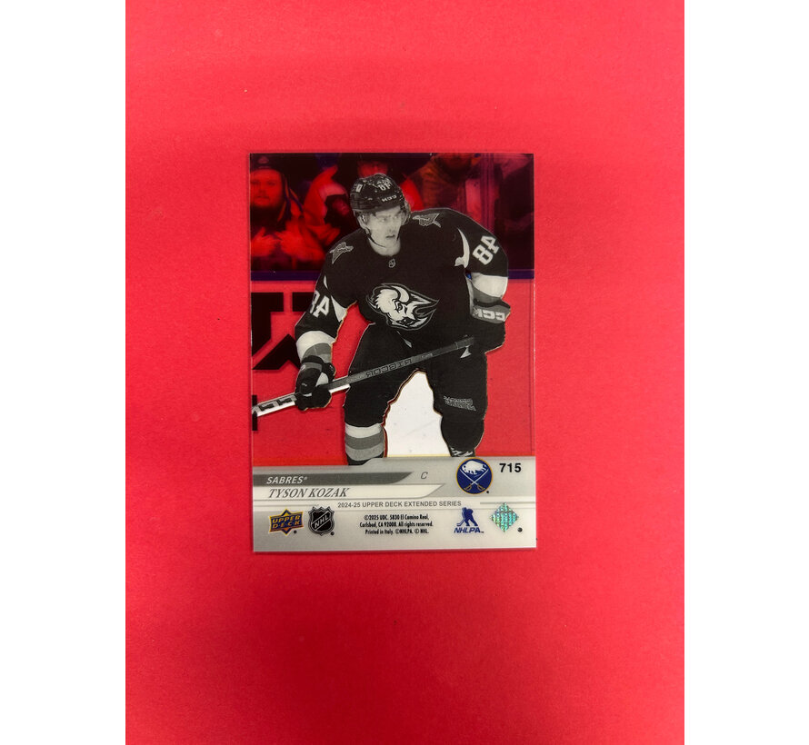 2024-25 UPPER DECK EXTENDED SERIES TYSON KOZAK YOUNG GUNS ACETATE SSP ERROR CUT