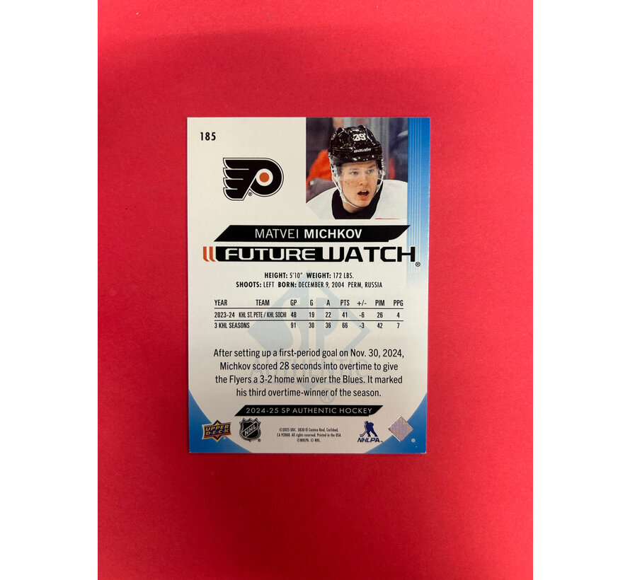 2024-25 SP AUTHENTIC MATVEI MICHKOV FUTURE WATCH BLUE /399