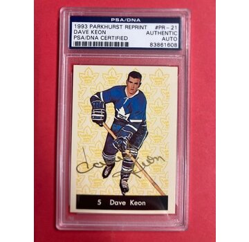 PARKHURST 1993 PARKHURST REPRINT DAVE KEON AUTOGRAPH PSA/DNA CERT AUTHENTIC AUTO #PR-21