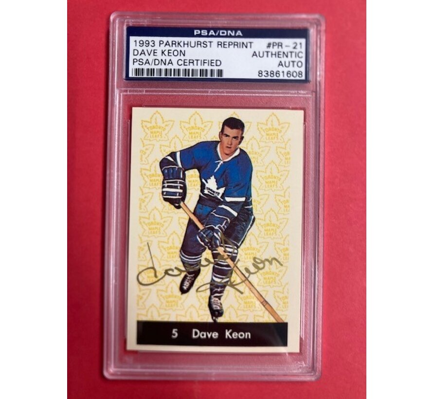 1993 PARKHURST REPRINT DAVE KEON AUTOGRAPH PSA/DNA CERT AUTHENTIC AUTO #PR-21