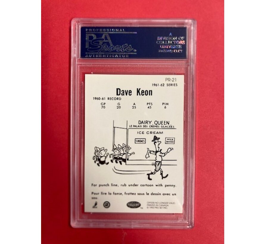 1993 PARKHURST REPRINT DAVE KEON AUTOGRAPH PSA/DNA CERT AUTHENTIC AUTO #PR-21