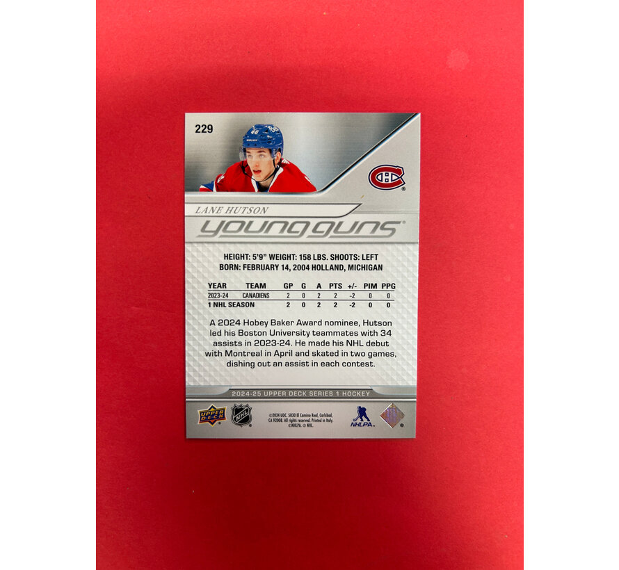 2024-25 UPPER DECK SERIES 1 LANE HUTSON YOUNG GUNS