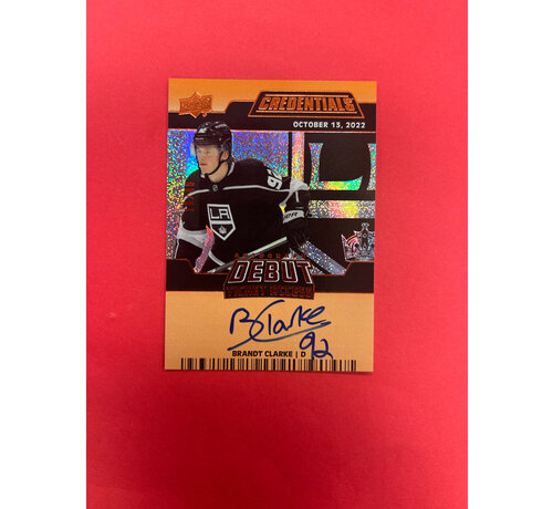 UPPER DECK 2022-23 UPPER DECK CREDENTIALS BRANDT CLARKE DEBUT TICKET ACCESS AUTOGRAPH  ORANGE /45