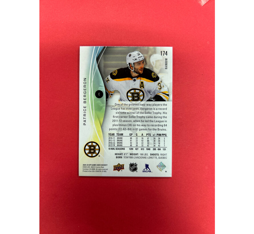 2024-25 SP GAME USED PATRIE BERGERON TRUE RAINBOW /37