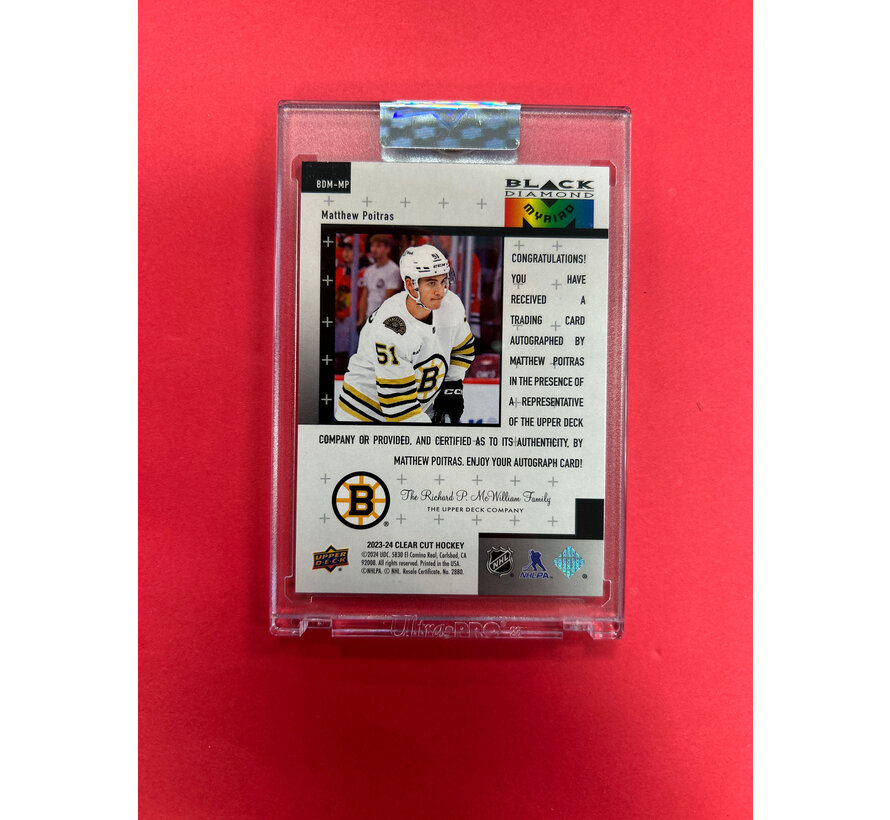 2023-24 UPPER DECK CLEAR CUT MATTHEW POITRAS MYRIAD AUTOGRAPH BLUE /25 ROOKIE
