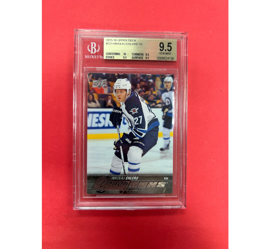 2015-16 UPPER DECK NIKOLAJ EHLERS YOUNG GUNS BECKETT GRADED 9.5