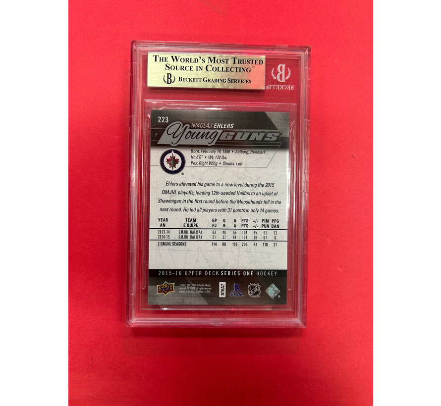 2015-16 UPPER DECK NIKOLAJ EHLERS YOUNG GUNS BECKETT GRADED 9.5
