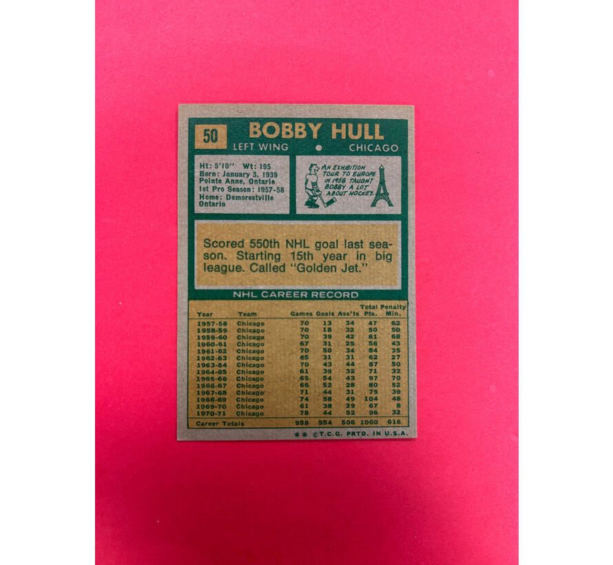 1971-72 TOPPS BOBBY HULL 2003 FAN FAVOURITES STAMPED RARE