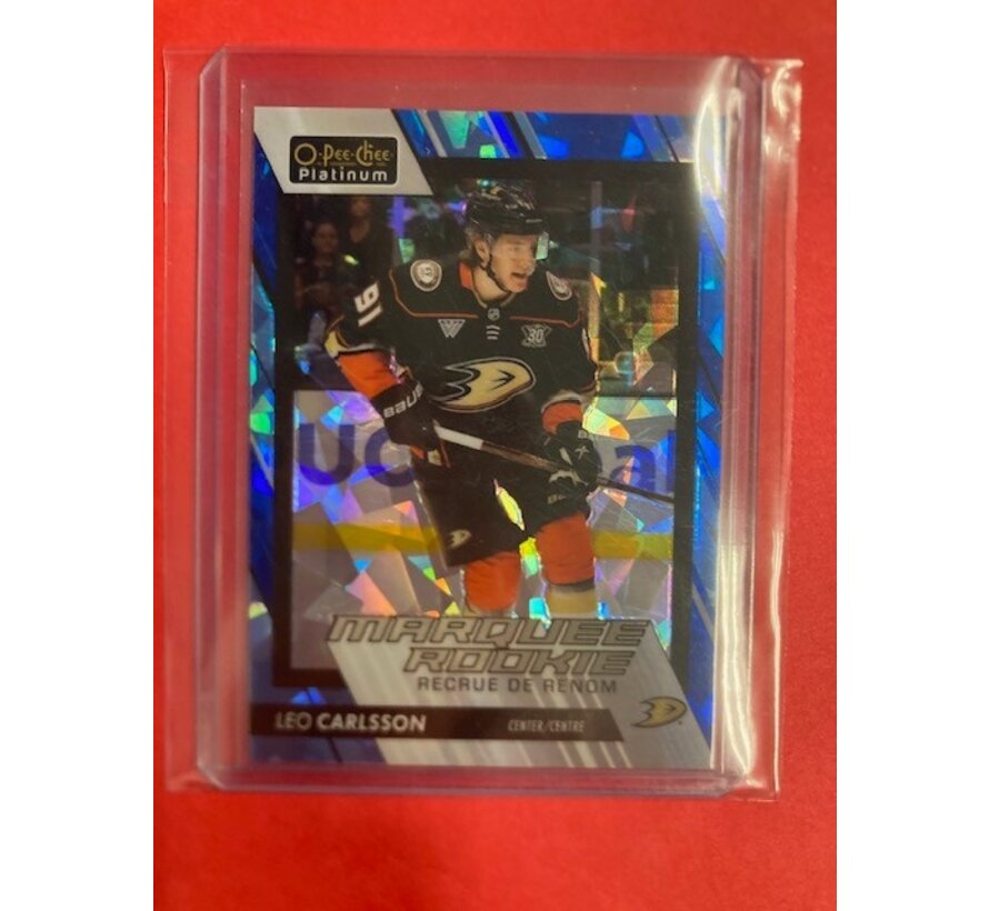 2023-24 OPC PLATINUM MARQUEE ROOKIE BLUE FRAGMENT LEO CARLSSON 053/125 #293
