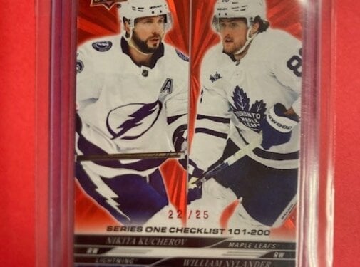 UPPER DECK 2024-25 UD SERIES ONE CHECKLSIT RED OUTBURST NIKITA KUCHEROV/WILLIAM NYLANDER 22/25 #200