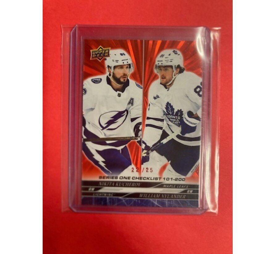 2024-25 UD SERIES ONE CHECKLSIT RED OUTBURST NIKITA KUCHEROV/WILLIAM NYLANDER 22/25 #200