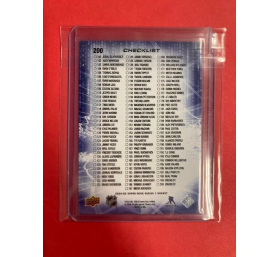2024-25 UD SERIES ONE CHECKLSIT RED OUTBURST NIKITA KUCHEROV/WILLIAM NYLANDER 22/25 #200