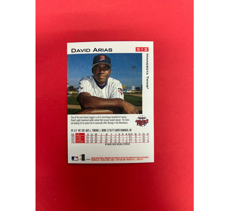 1997 FLEER ULTRA DAVID "ARIAS" ORTIZ ROOKIE CARD