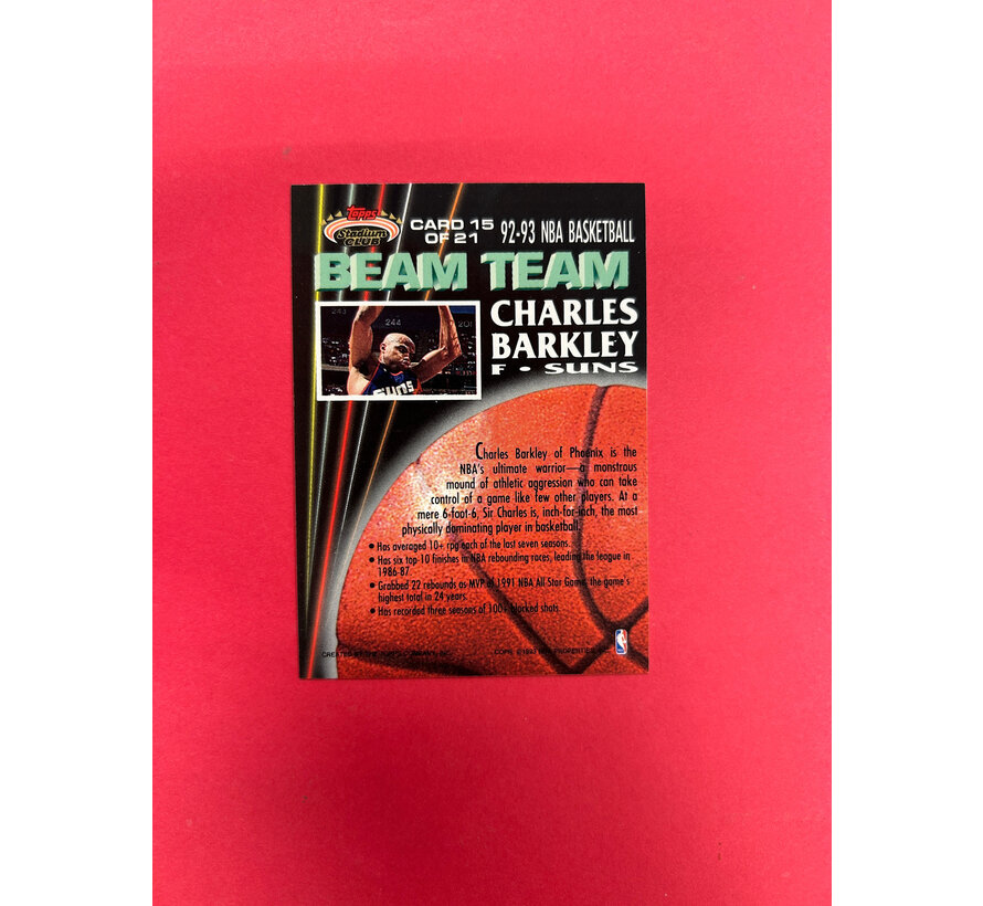 1993 TOPPS STADIUM CLUB CHARLES BARKLEY BEAM TEAM