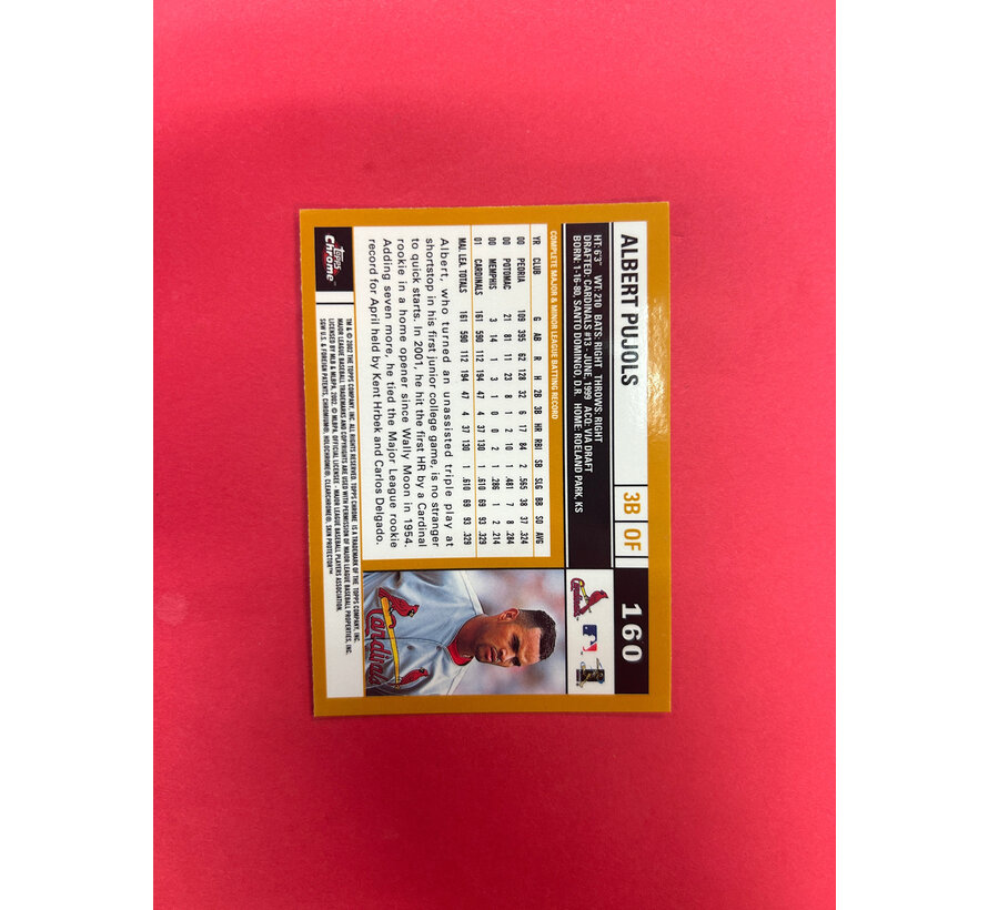 2002 TOPPS CHROME ALBERT PUJOLS ROOKIE CUP