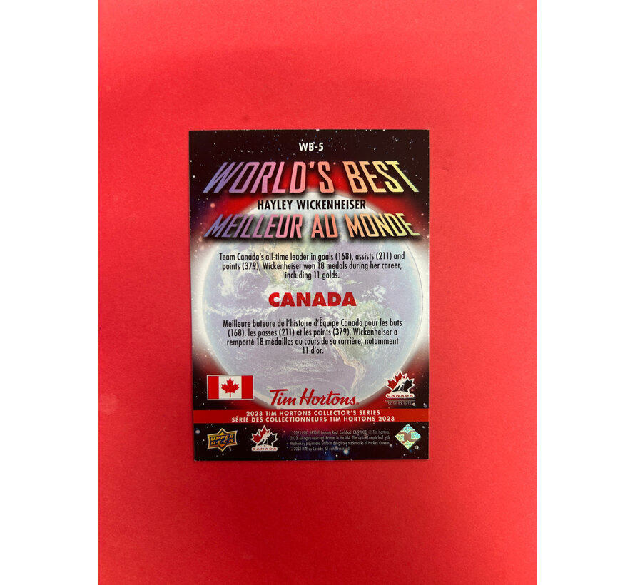 2023 UPPER DECK TIM HORTONS HAYLEY WICKENHEISER BEST IN THE WORLD SP