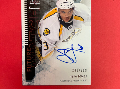UPPER DECK 2013-14 SP AUTHENTIC SETH JONES FUTURE WATCH AUTOGRAPH /999