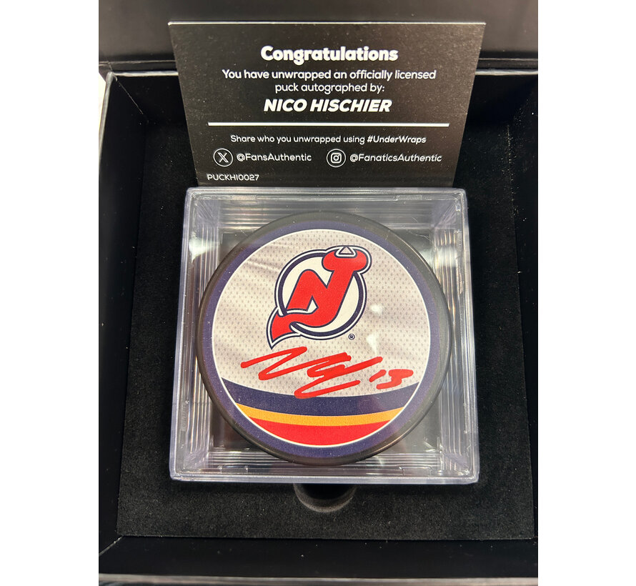 NICO HISCHIER SIGNED FANATICS WRAPPED PUCK