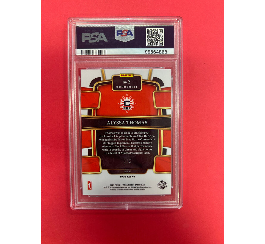 2024 PANINI SELECT WNBA ALYSSA THOMAS BLACK GOLD PRIZM /5 PSA GRADED 9
