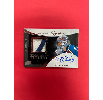UPPER DECK 2023-24 UPPER DECK EXQUISITE COLLECTION PATRICK ROY MATERIAL SIGNATURES PATCH AUTO 10/10