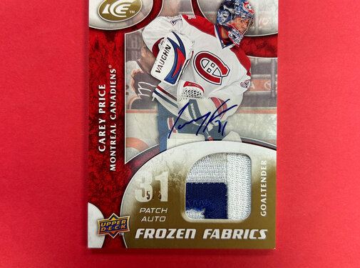 UPPER DECK 2009-10 UPPER DECK ICE CAREY PRICE FROZEN FABRICS PATCH AUTO 5/5