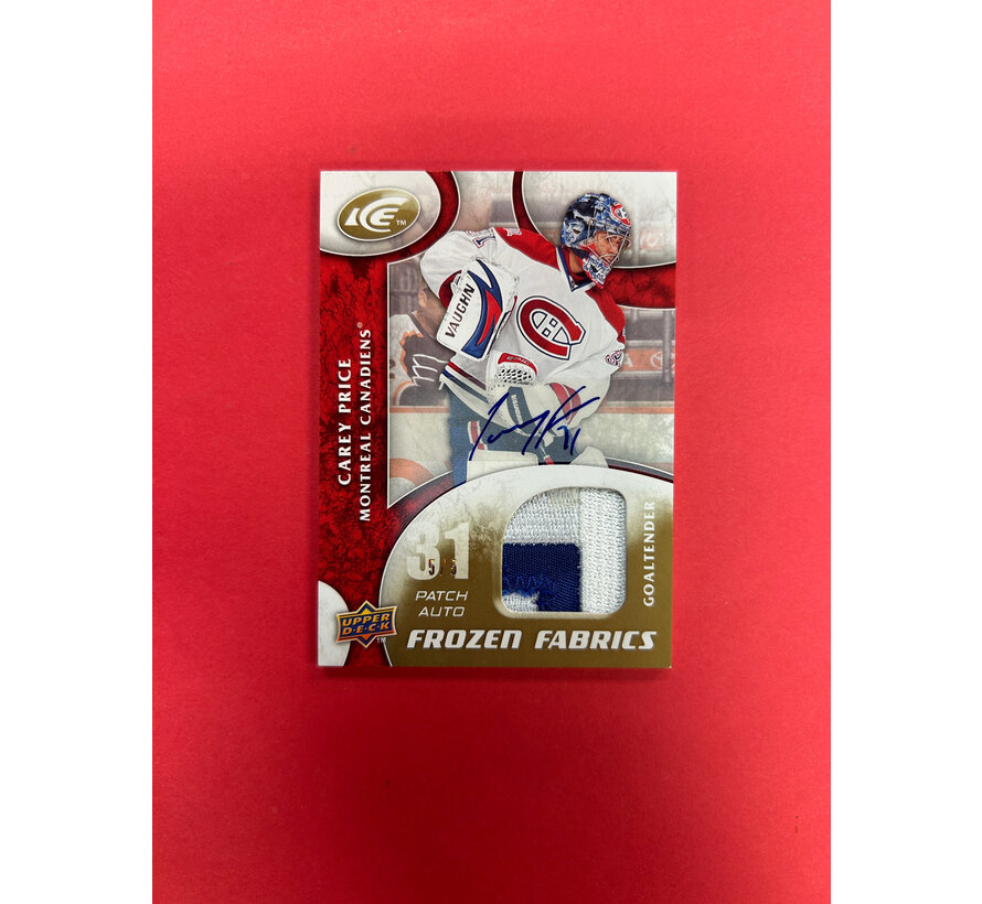 2009-10 UPPER DECK ICE CAREY PRICE FROZEN FABRICS PATCH AUTO 5/5