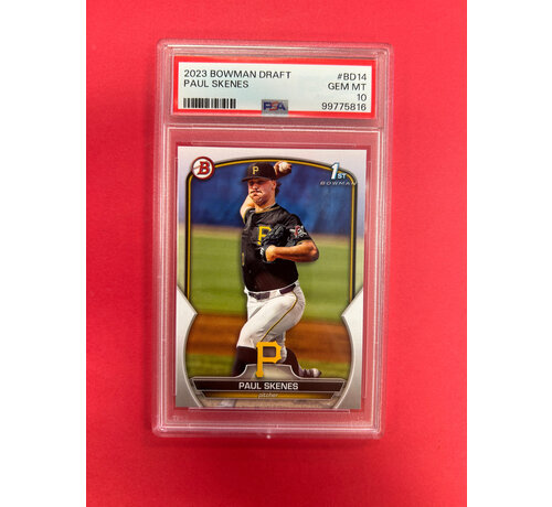 BOWMAN 2023 BOWMAN DRAFT PAUL SKENES 1ST BOWMAN PAPER PSA GRADED 10