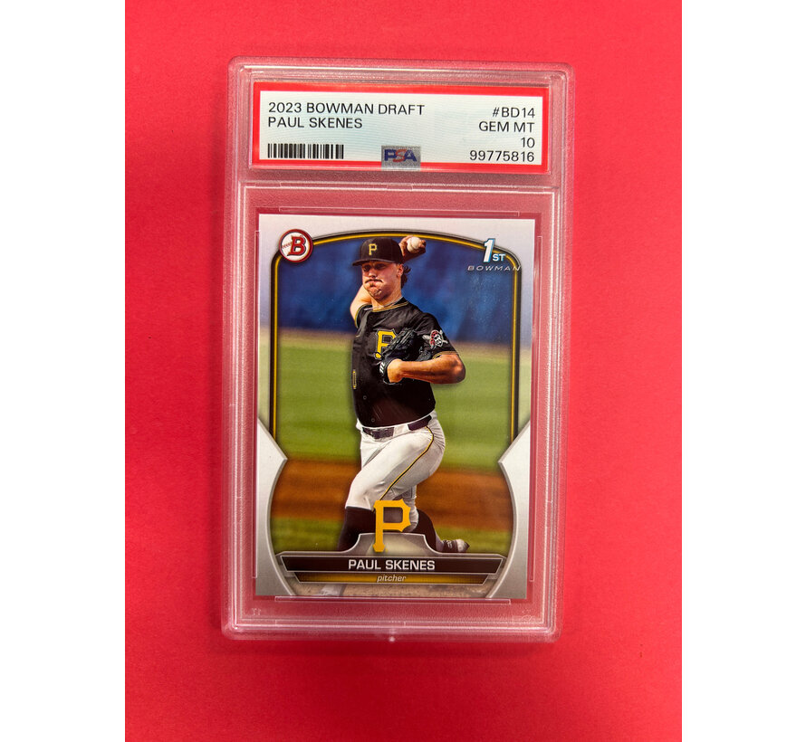 2023 BOWMAN DRAFT PAUL SKENES 1ST BOWMAN PAPER PSA GRADED 10