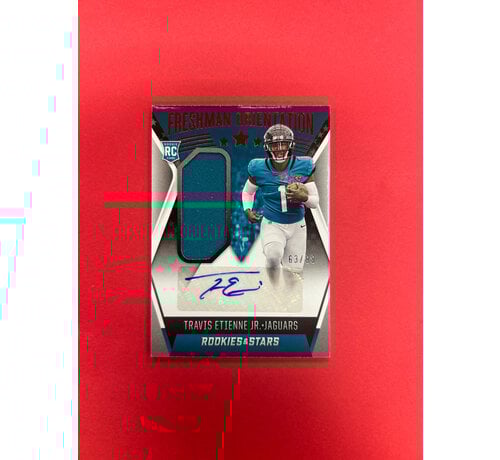 PANINI 2021 PANINI ROOKIES AND STARS TRAVIS ETIENNE JR FRESHMAN ORIENTATION PATCH AUTO /99