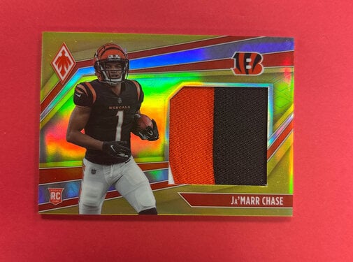 PANINI 2021 PANINI PHEONIX JAMARR CHASE GOLD PATCH /50 ROOKIE