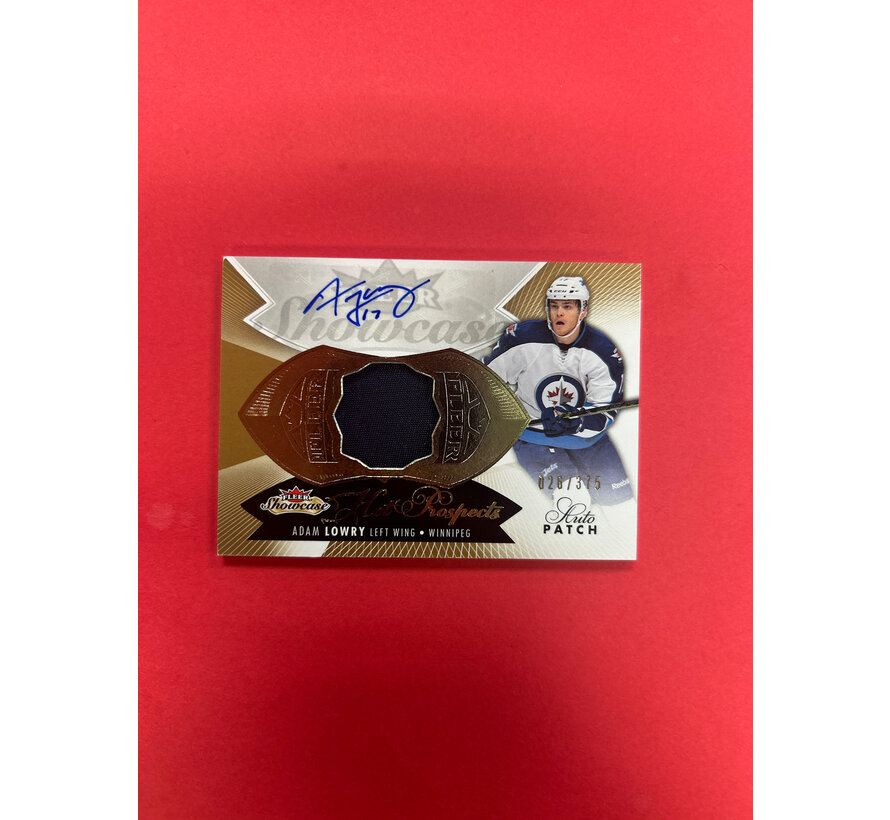 2014-15 FLEER SHOWCASE ADAM LOWRY HOT PROSPECTS AUTO PATCH /375